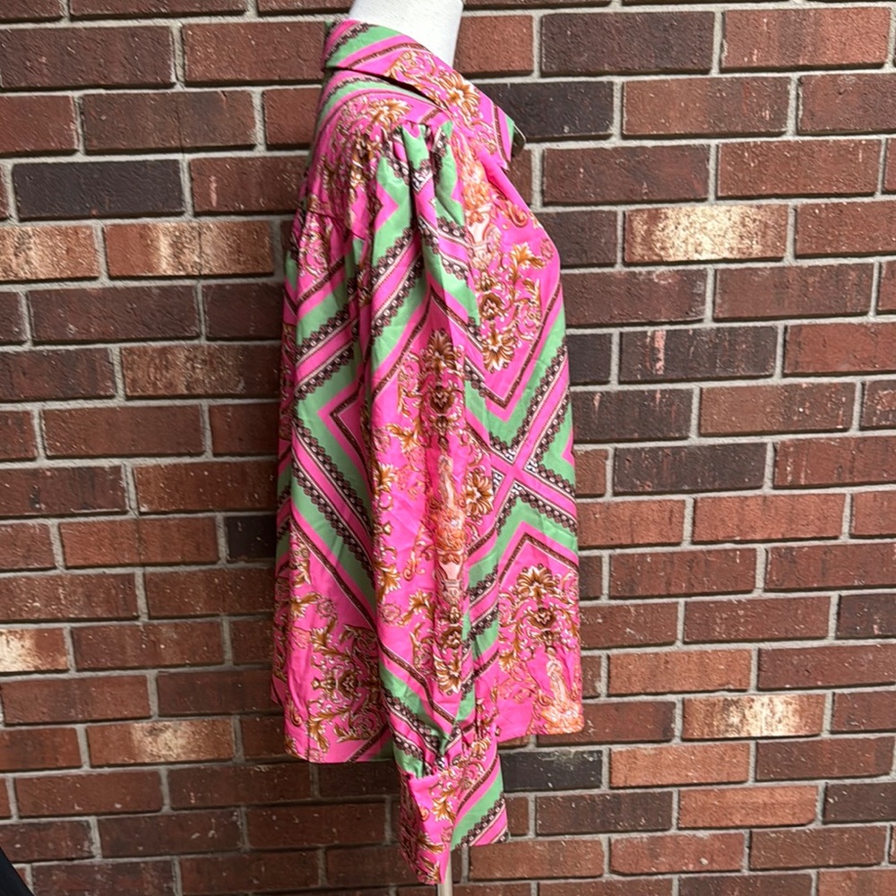 Koandaily Vibrant Scarf Print Blouse Size XL - Picture 8 of 13